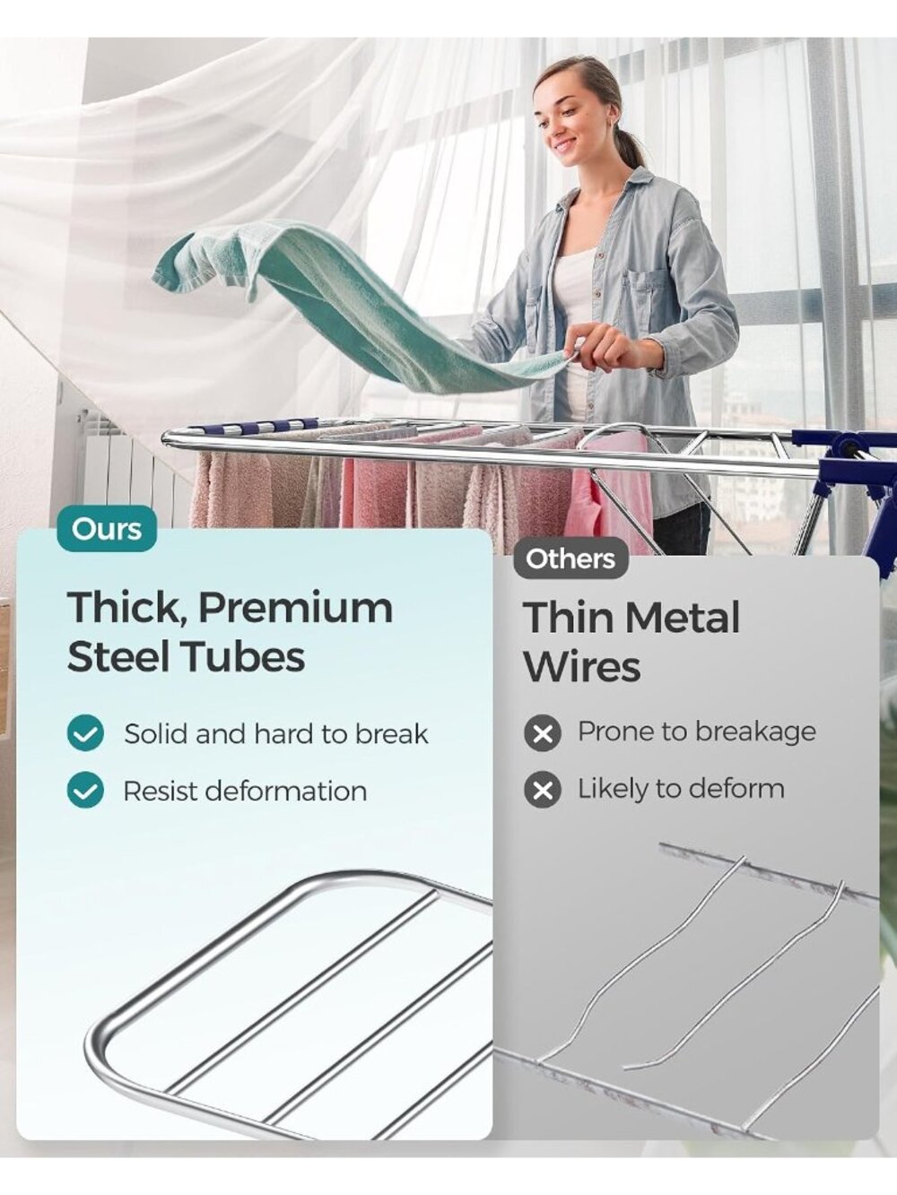 New Clothes Drying Rack, Foldable 2-Level Stee Laundry Drying Rack - Picture 9 of 9